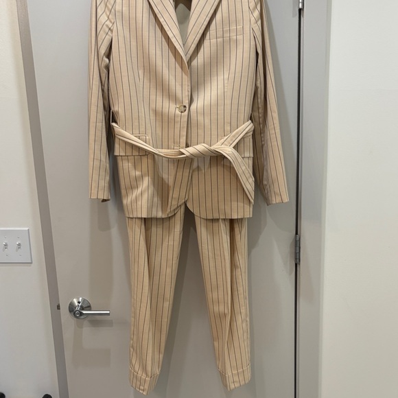 Ralph Lauren Jackets & Blazers - Ralph Lauren Beige Pinstripe Suit - Blazer and Pants with Navy Stripes